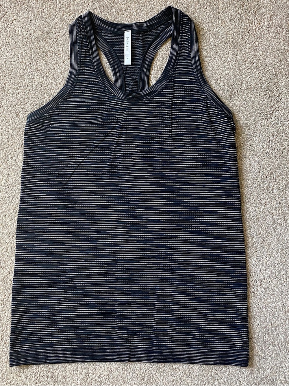 🎉Athleta Renew Seamless Racerback Tank, Women’s Size Med, Bkack & White Striped